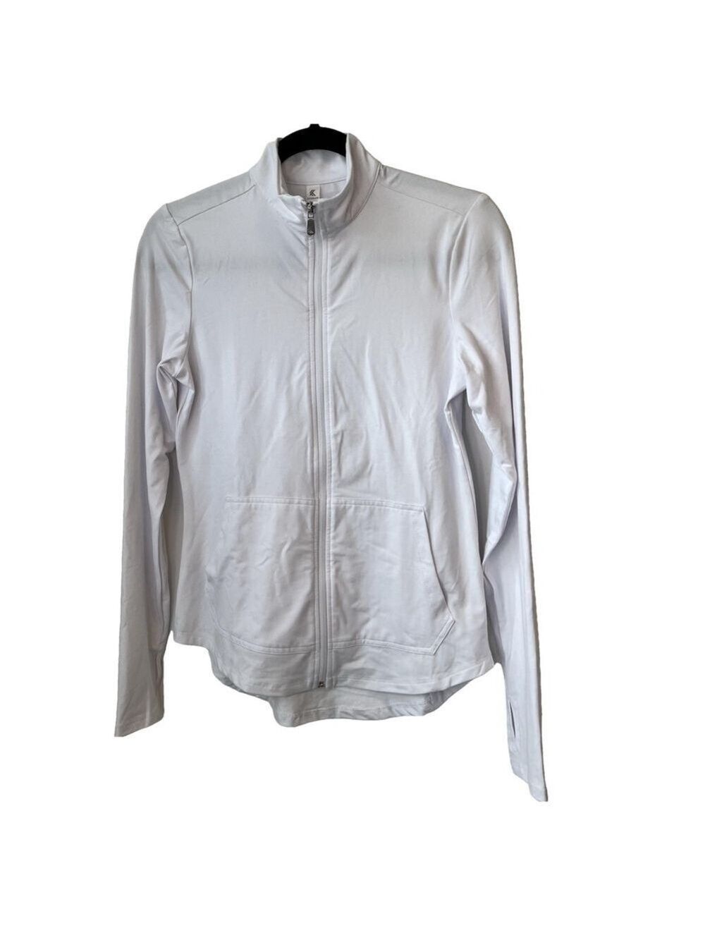 Women's Kyodan Lightweight Full Zip Jacket Size S White Thumbhole Pockets